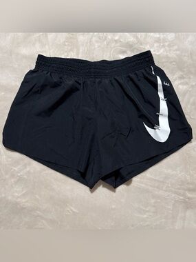 Nike Women’s Black Athletic Shorts with White Swoosh